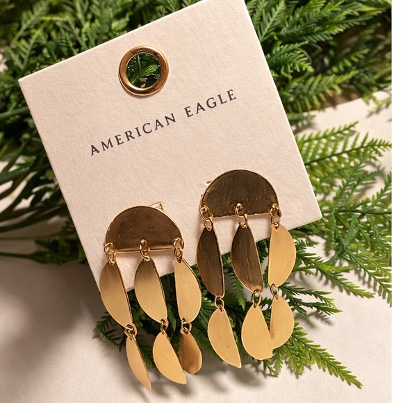 American Eagle Outfitters Gold Layered Geometric Dangle Earrings - Picture 2 of 5
